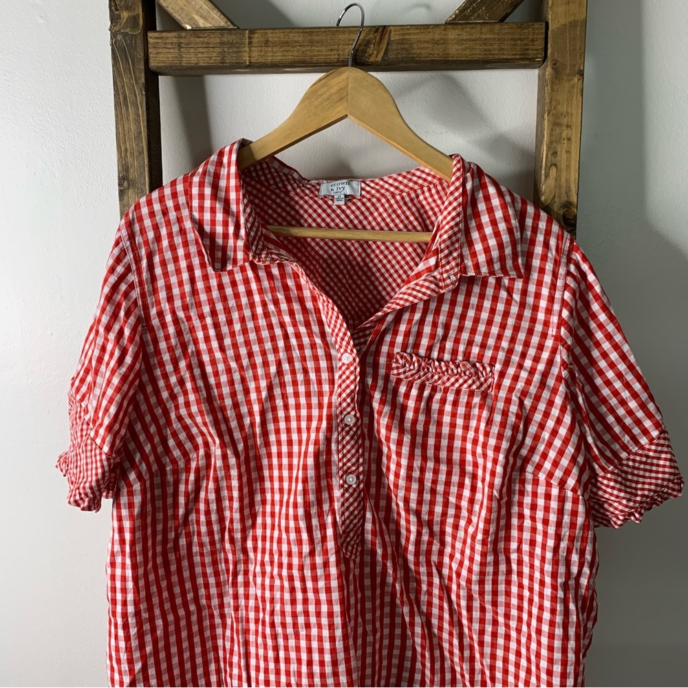 Crown & Ivy Red Gingham Button-Up Shirt - Picture 2 of 5